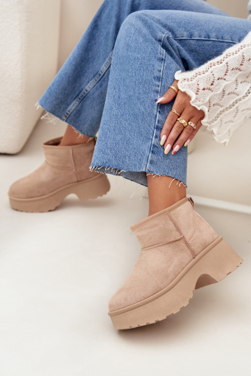 Botas de nieve baja de las mujeres Un modelo convincente calentamiento con pelo dentro de color caqui Tiene quevelle