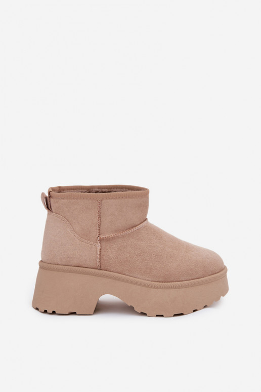 Botas de nieve baja de las mujeres Un modelo convincente calentamiento con pelo dentro de color caqui Tiene quevelle