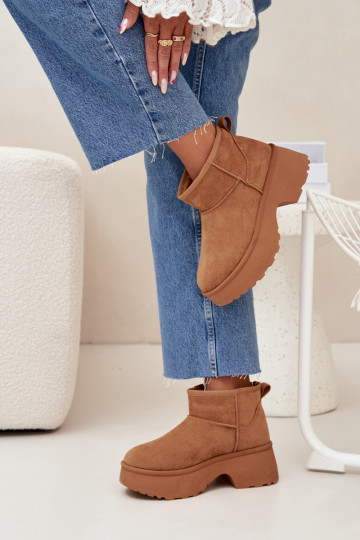 Botas de nieve baja de las mujeres Un modelo convincente calentamiento con pelo dentro color marrón Tiene quevelle