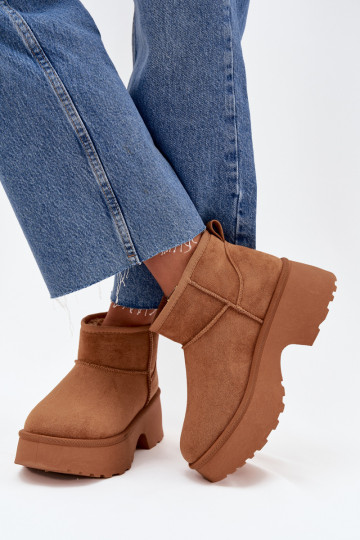 Botas de nieve baja de las mujeres Un modelo convincente calentamiento con pelo dentro color marrón Tiene quevelle 2