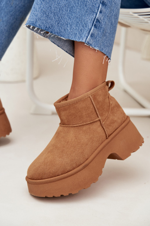 Botas de nieve baja de las mujeres Un modelo convincente calentamiento con pelo dentro color marrón Tiene quevelle