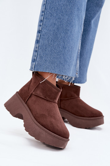 Botas de nieve baja de las mujeres Un modelo convincente calentamiento con pelo dentro color marrón Tiene quevelle