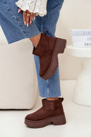 Botas de nieve baja de las mujeres Un modelo convincente calentamiento con pelo dentro color marrón Tiene quevelle 2