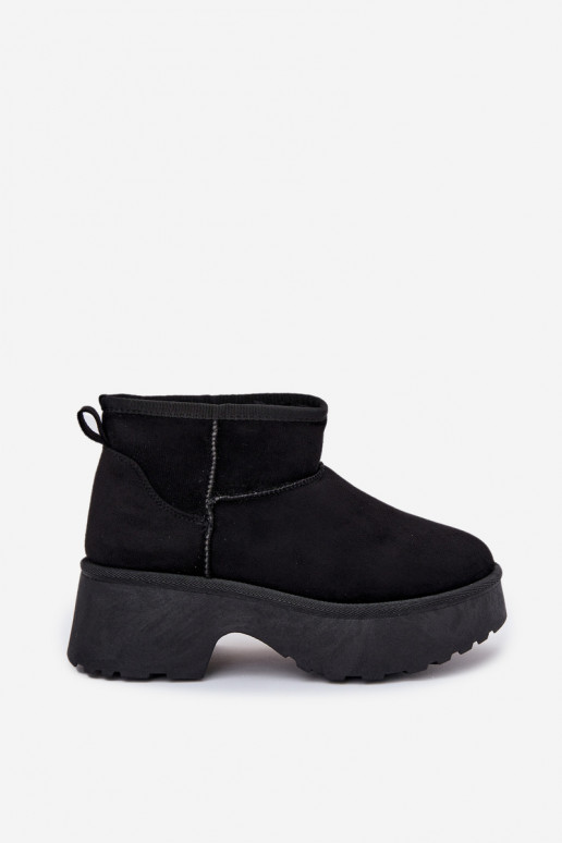Botas de nieve baja de las mujeres Un modelo convincente calentamiento con pelo dentro de color negro Tiene quevelle