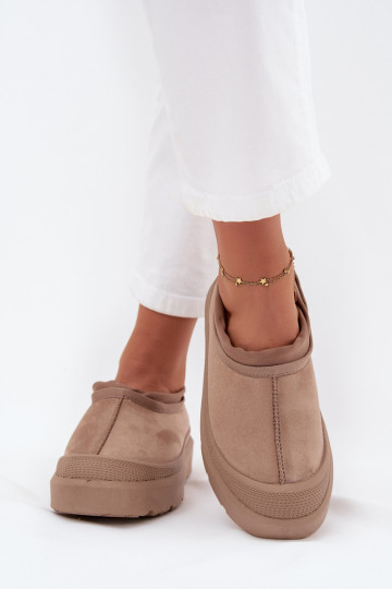 Botines de nieve de mujer con plataforma y parte superior baja color arena Izamine