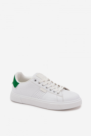 Zapatillas modelo Sneakers blancas y verdes para hombres de cuero ecológico Big Star OO174116