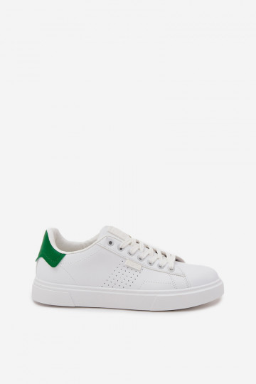 Zapatillas modelo Sneakers blancas y verdes para hombres de cuero ecológico Big Star OO174116 2
