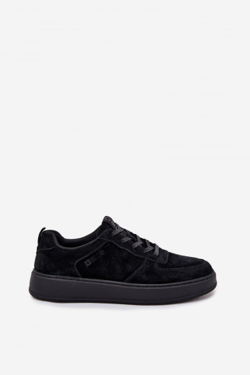 Zapatillas deportivas de ante para hombres con plataforma negras "Big Star OO174012" 2