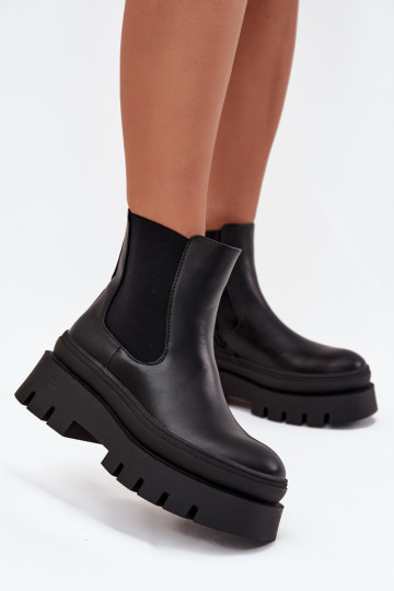 calentamiento botas con estilo Femenino con una plataforma de color negro Ismira 2