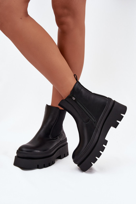 calentamiento botas con estilo Femenino con una plataforma de color negro Ismira