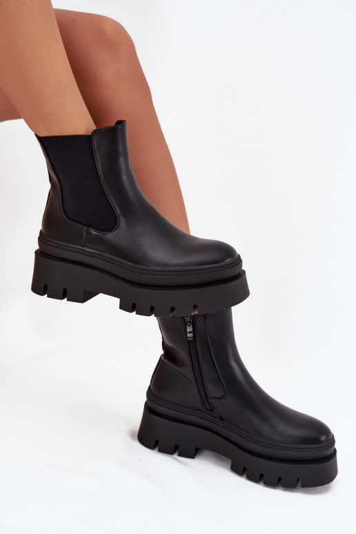 calentamiento botas con estilo Femenino con una plataforma de color negro Ismira