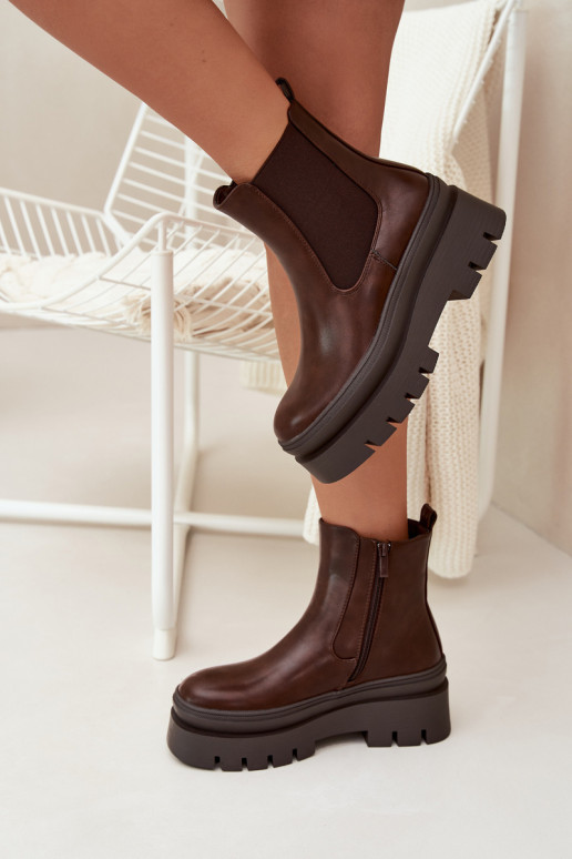 calentamiento botas con estilo Femenino con una plataforma CzekoladoAe Ismira