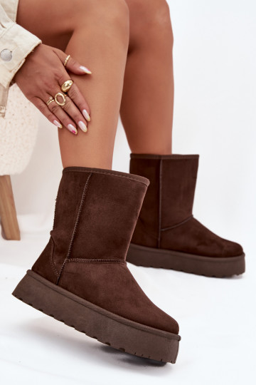 Femenino Botas de nieve con un abrigo de piel CzekoladoAe Abrams