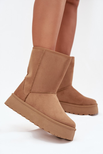 Botas de nieve para mujer con forro de piel, color marrón Abrams
