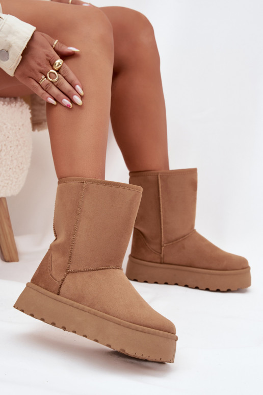 Femenino Botas de nieve con un abrigo de piel color marrón Abrams