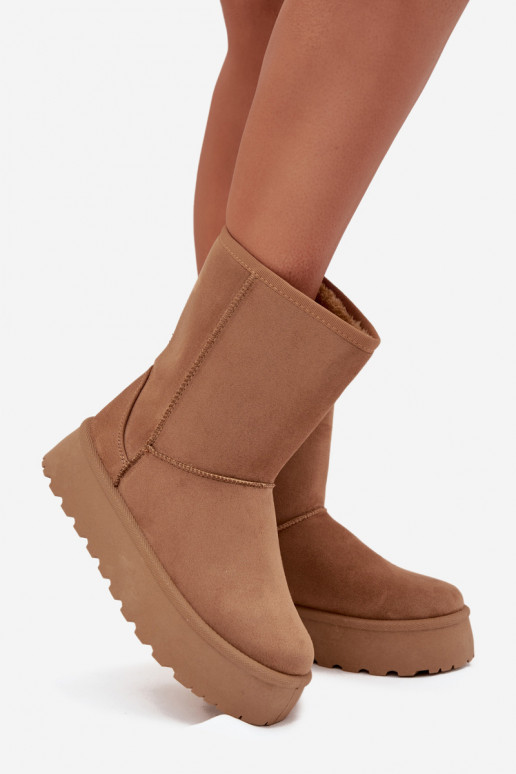 Femenino Botas de nieve con un abrigo de piel color marrón Abrams