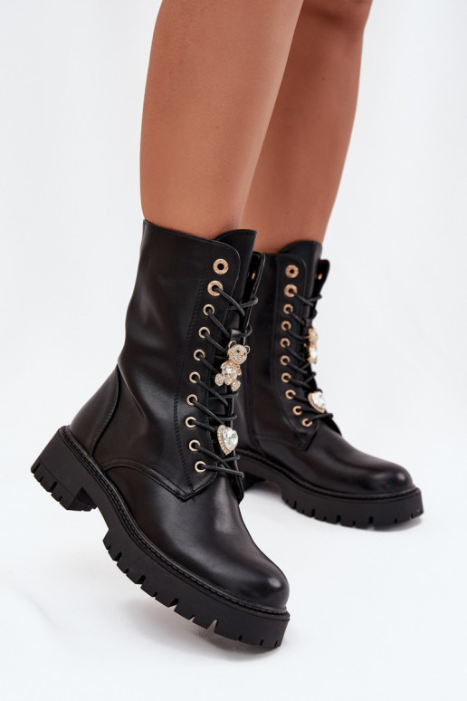 botines de trabajo FemeninoPrzypinkami calentamiento de color negro Lomina