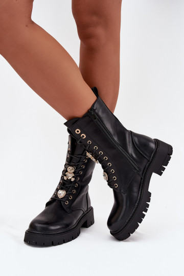 Botines de trabajo para mujer con púas, negras Lomina 2