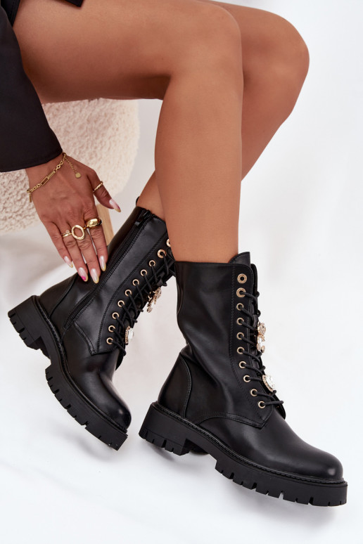 botines de trabajo FemeninoPrzypinkami calentamiento de color negro Lomina