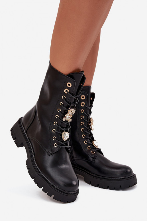 botines de trabajo FemeninoPrzypinkami calentamiento de color negro Lomina