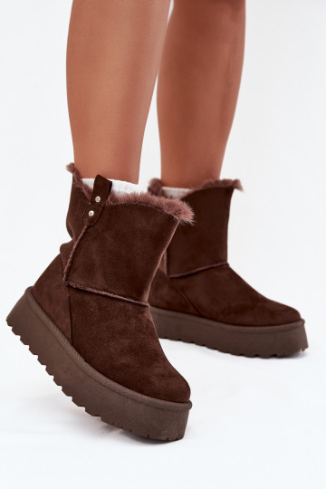 Femenino Botas de nieve con una plataforma con un abrigo de piel CzekoladoAe Evelira 2
