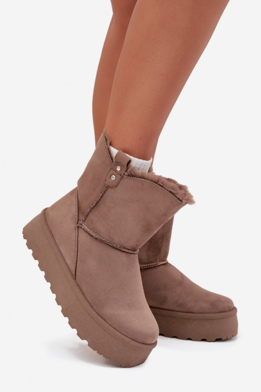 Femenino Botas de nieve con una plataforma con un abrigo de piel beige Evelira