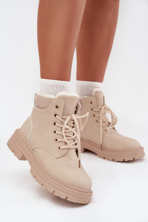 zapatos Femenino calentamiento con pelo dentro Al castillo color marfil Tharika