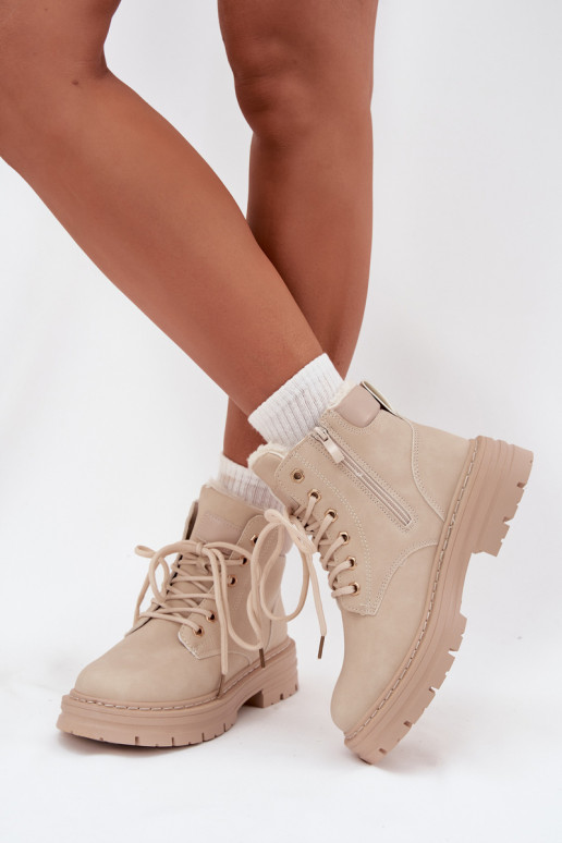 zapatos Femenino calentamiento con pelo dentro Al castillo color marfil Tharika