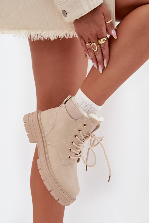 zapatos Femenino calentamiento con pelo dentro Al castillo color marfil Tharika