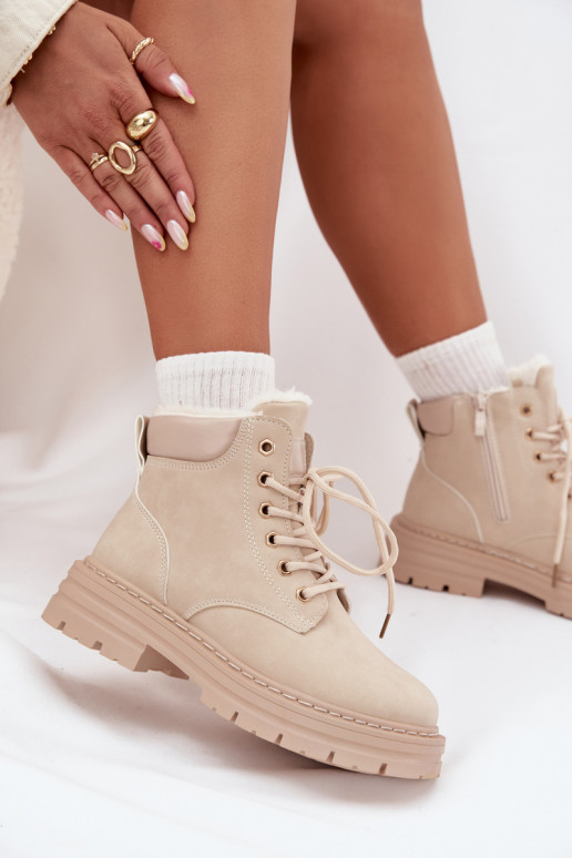 zapatos Femenino calentamiento con pelo dentro Al castillo color marfil Tharika