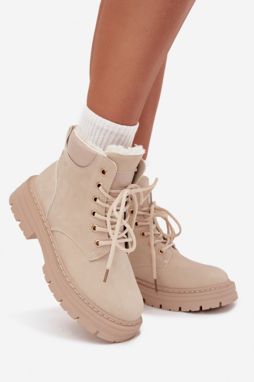 zapatos Femenino calentamiento con pelo dentro Al castillo color marfil Tharika