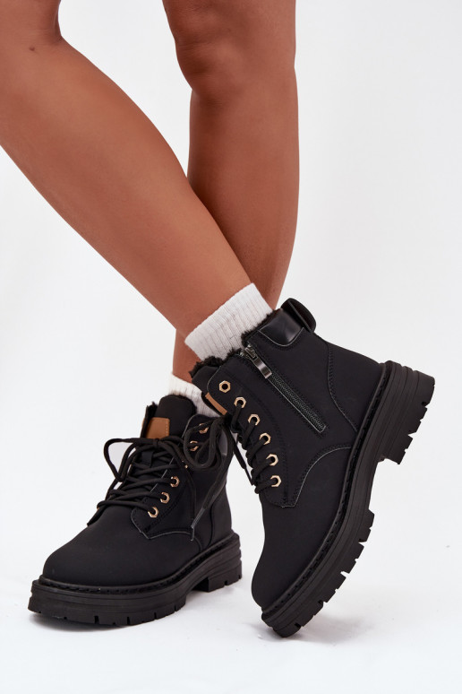 zapatos Femenino calentamiento con pelo dentro Al castillo de color negro Tharika