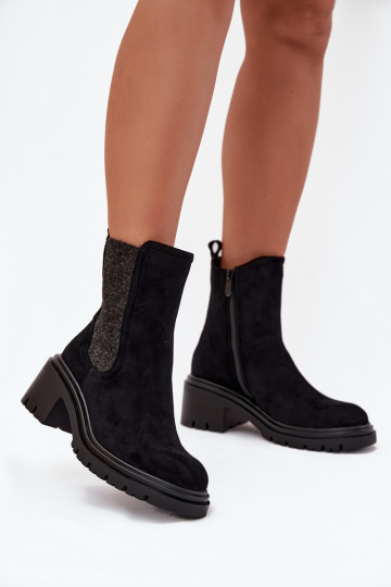 Botines de mujer forrados en color negro Zoralia