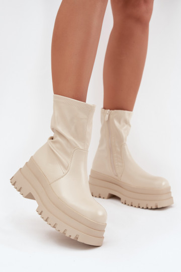 Botas con una plataforma Eko Piel beige Kylira