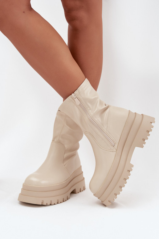 Botas con una plataforma Eko Piel beige Kylira