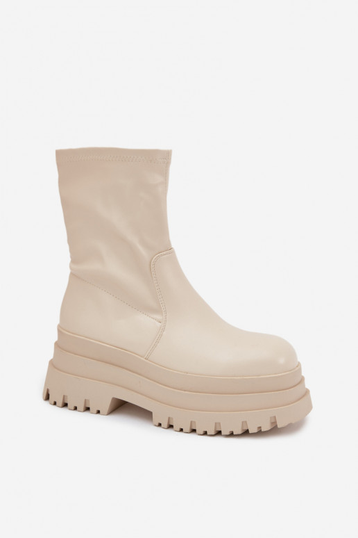 Botas con una plataforma Eko Piel beige Kylira