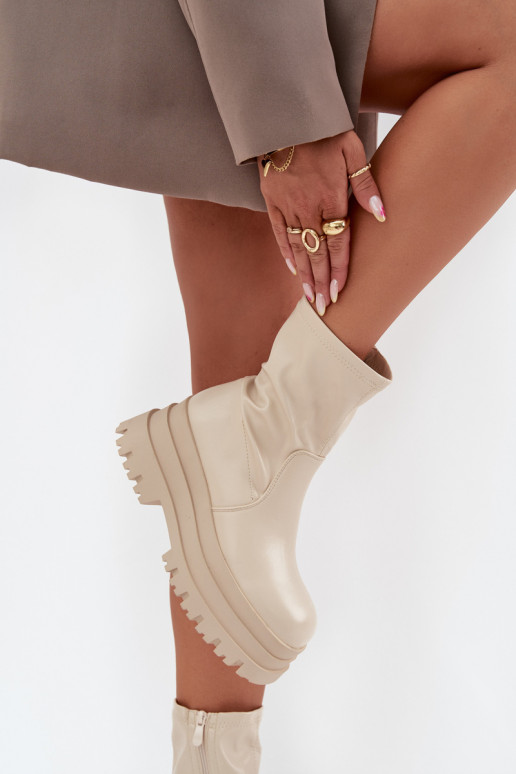 Botas con una plataforma Eko Piel beige Kylira