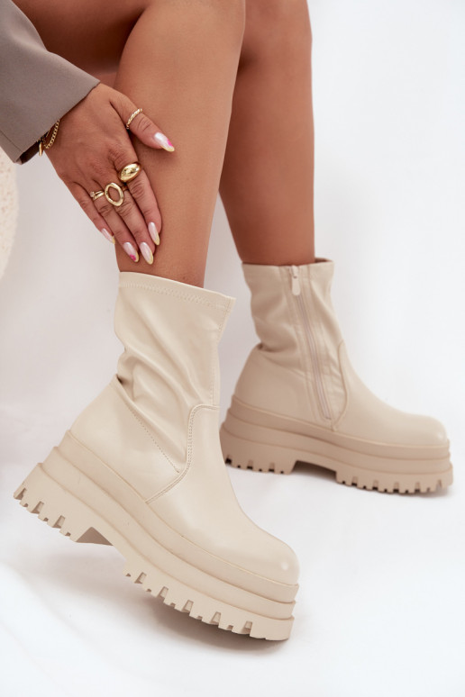 Botas con una plataforma Eko Piel beige Kylira