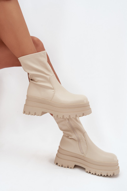 Botas con una plataforma Eko Piel beige Kylira
