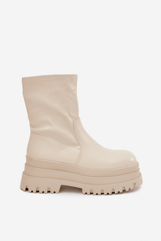 Botas con una plataforma Eko Piel beige Kylira