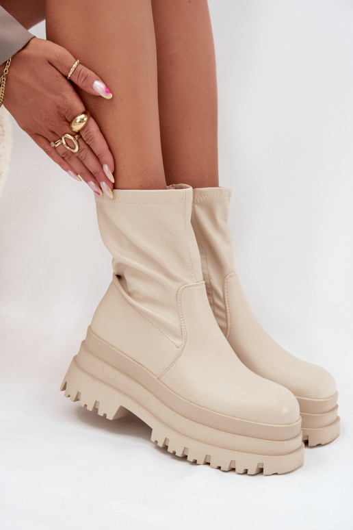 Botas con una plataforma Eko Piel beige Kylira