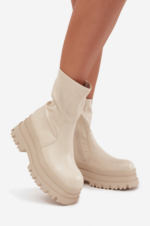 Botas con una plataforma Eko Piel beige Kylira