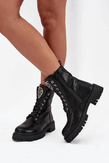 botines de trabajo Con joyas calentamiento Eko Piel de color negro Miryssa