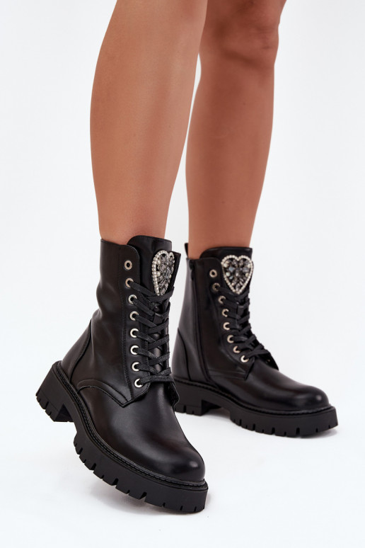 botines de trabajo Con joyas calentamiento Eko Piel de color negro Miryssa