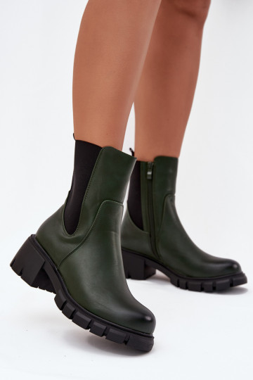 Botines de mujer de cuero sintético color caqui Kyra
