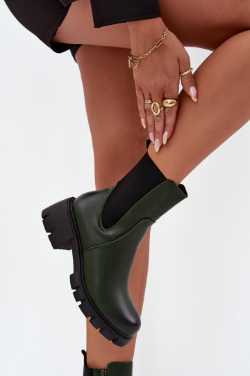 Botines de mujer de cuero sintético color caqui Kyra 2