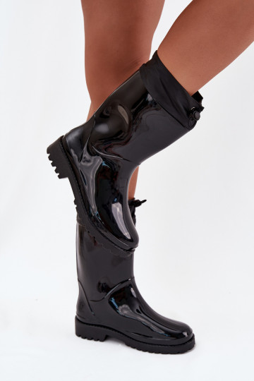 Botas de goma Femenino con cierre a presión de color negro Kessia