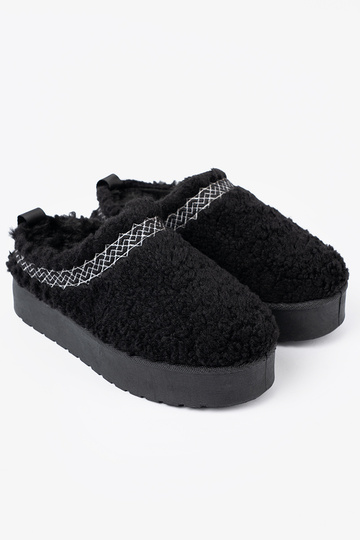 zapatos a'la Botas de nieve A de color negrom kolorze z ozdobnym haftem