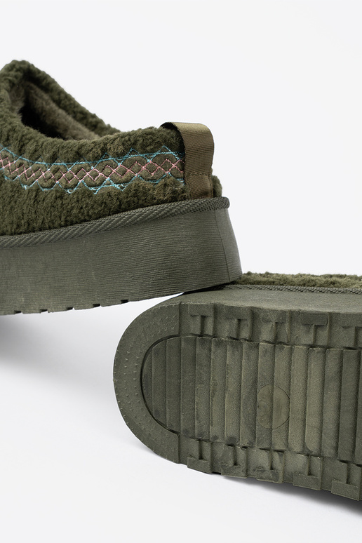 de color caqui, miękkie zapatos a'la Botas de nieve bez pięty