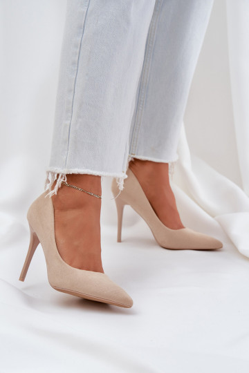 modelo clásico zapatos de tacón alto Z de gamuza ecológicau color marfil Activadovinda 2